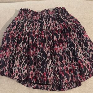 IRO Navy and Pink Patterned Skater Skirt